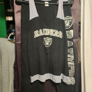 Raiders Black and Gray Tank Top / Pants Pjs Set